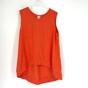 Frockk Tank Top‎ Womens M Orange Linen Natural Lightweight Coastal
